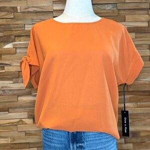 Doe & Rae |Terracotta Orange| Satin-Feel | Tie Sleeve Top | Various Sizes
